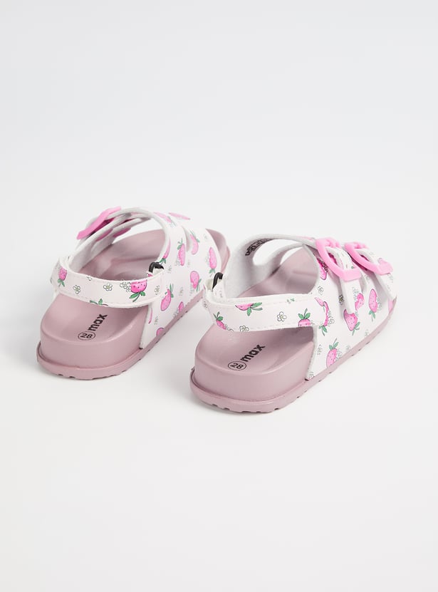 Girls Printed Sandals with Velcro Back Straps