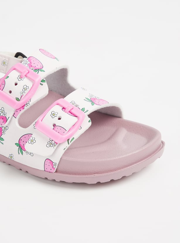 Girls Printed Sandals with Velcro Back Straps