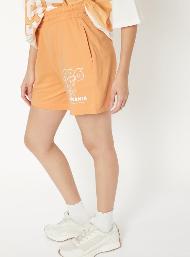 Women Snoopy Print Sports Shorts