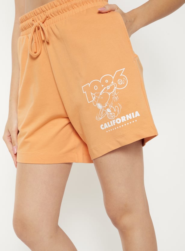 Women Snoopy Print Sports Shorts