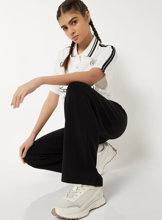 Women Solid Butter Soft Wide Leg Sports Track Pants