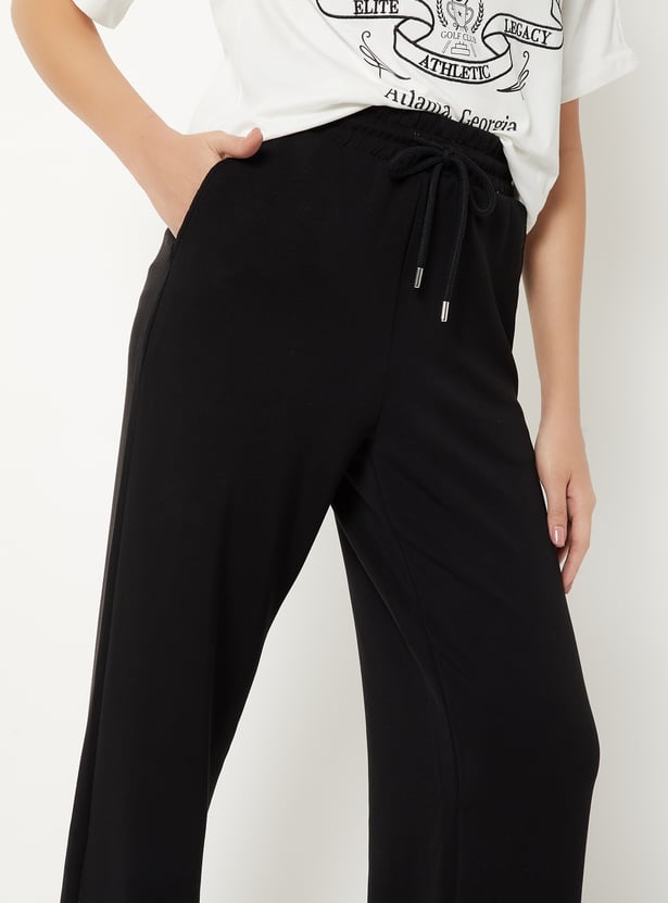 Women Solid Butter Soft Wide Leg Sports Track Pants