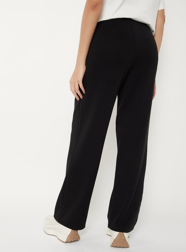 Women Solid Butter Soft Wide Leg Sports Track Pants