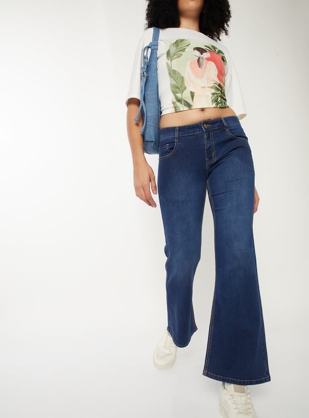 Women Washed Flared Jeans