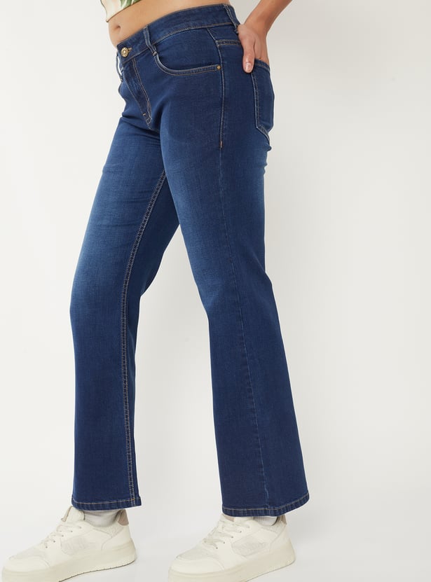 Women Washed Flared Jeans