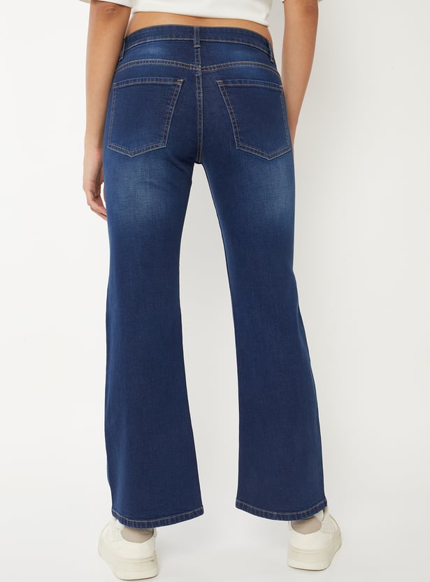 Women Washed Flared Jeans