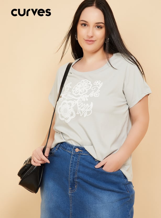 Women Floral Embroidered T-shirt