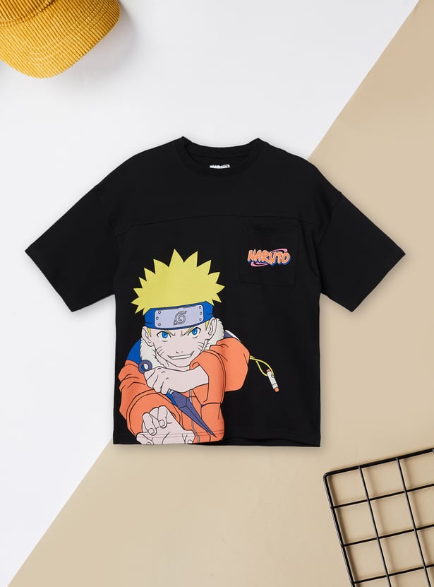 Boys Naruto Print Oversized T-shirt