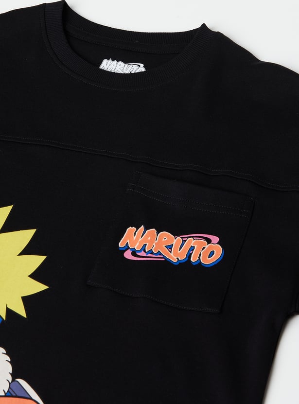 Boys Naruto Print Oversized T-shirt