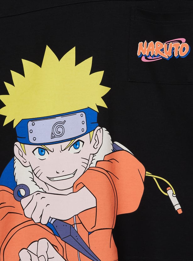 Boys Naruto Print Oversized T-shirt