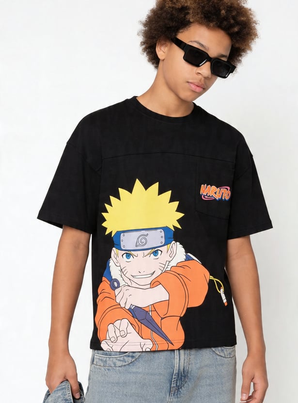 Boys Naruto Print Oversized T-shirt