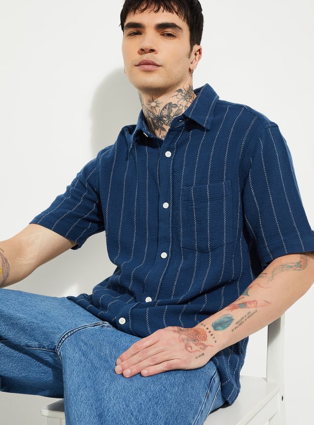 URB_N Men Striped Regular Fit Shirt