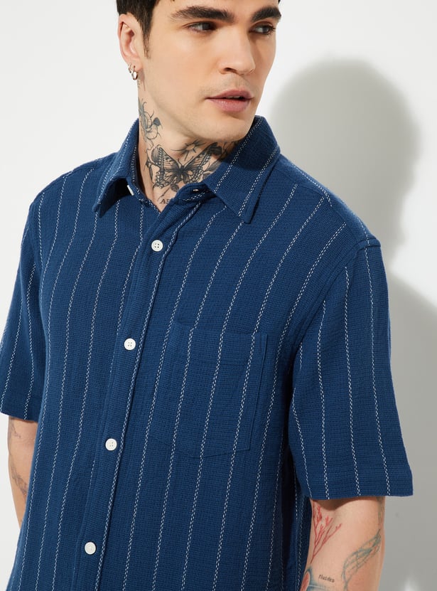 URB_N Men Striped Regular Fit Shirt