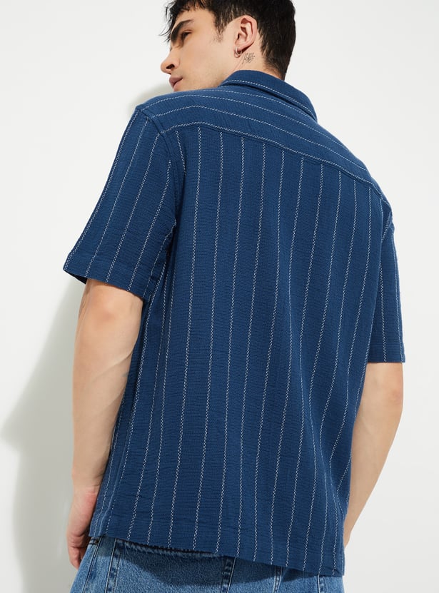 URB_N Men Striped Regular Fit Shirt
