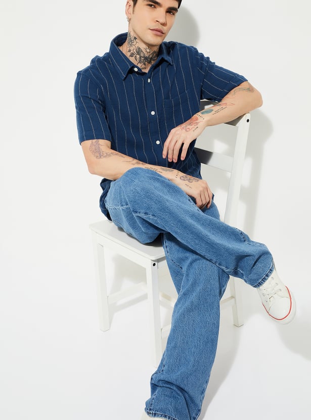 URB_N Men Striped Regular Fit Shirt