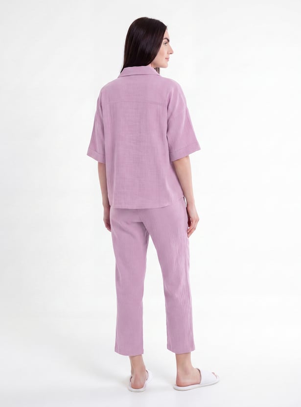Women Solid PJ Set