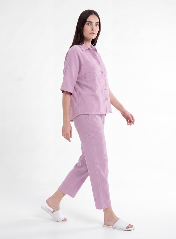 Women Solid PJ Set