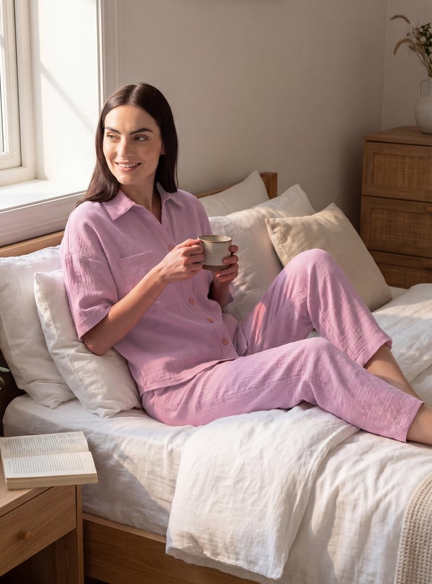 Women Solid PJ Set