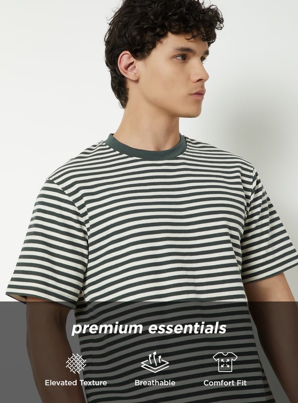 Men Structured Striped T-Shirt