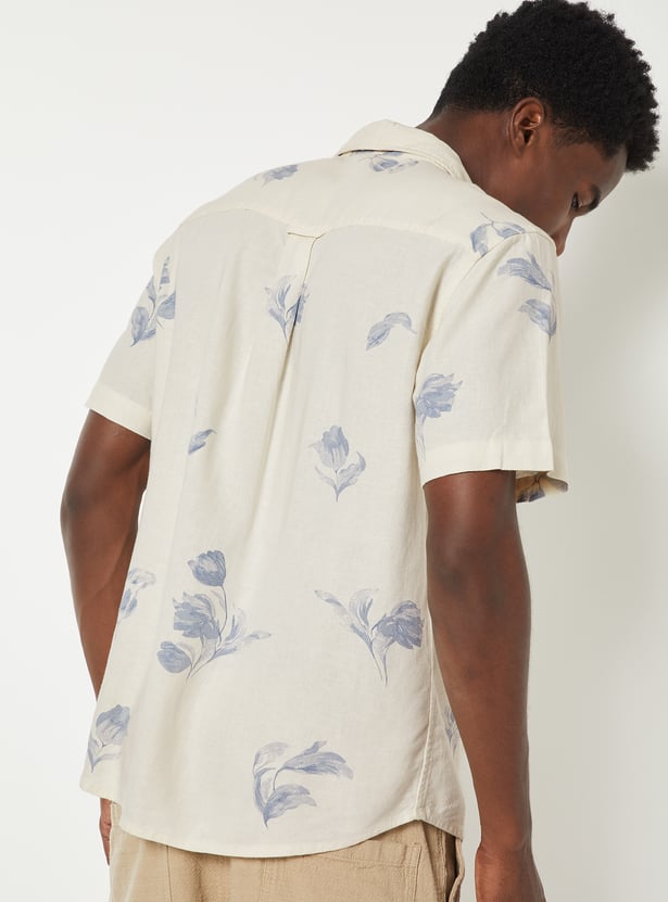 Men Linen Blend Regular Fit Shirt