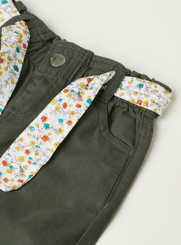 Girls Solid Trousers with Belt