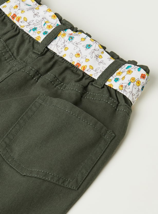 Girls Solid Trousers with Belt