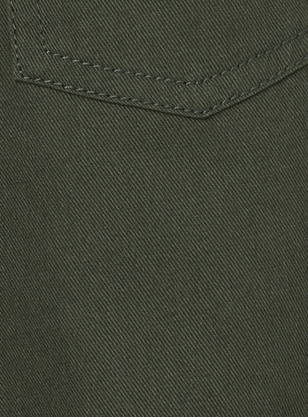 Girls Solid Trousers with Belt