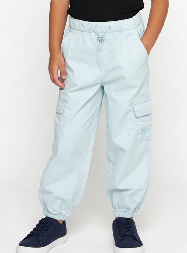 Girls Solid Cargo Joggers