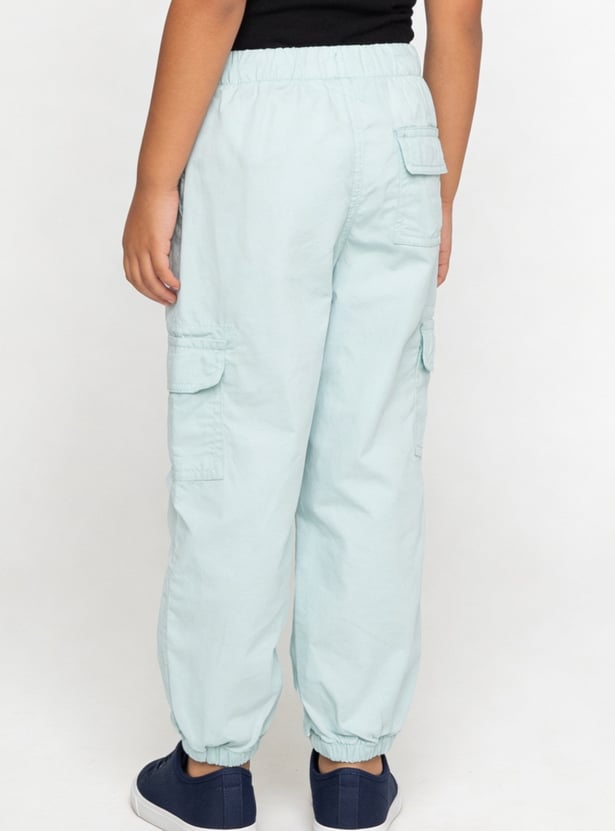 Girls Solid Cargo Joggers