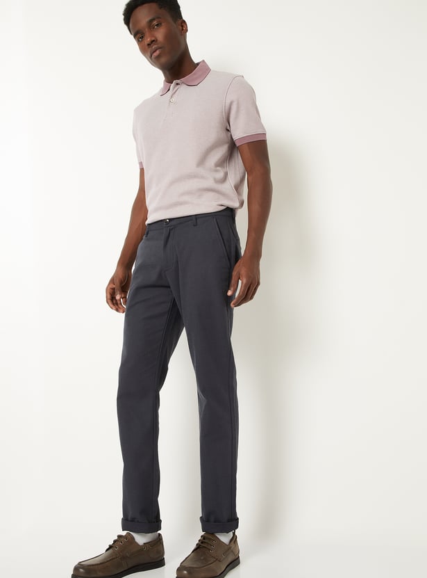 Men Solid Slim Fit Trousers