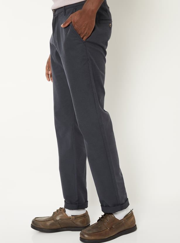 Men Solid Slim Fit Trousers