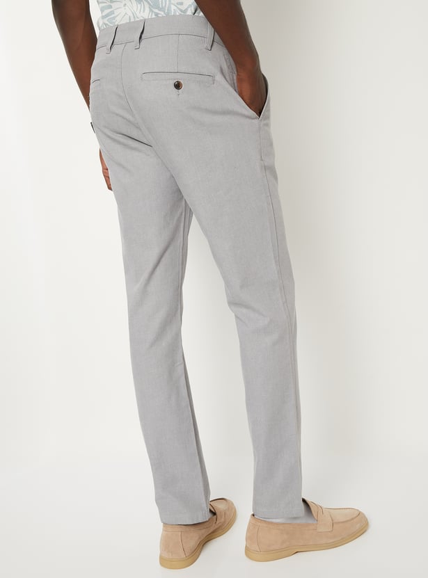 Men Solid Slim Fit Trousers