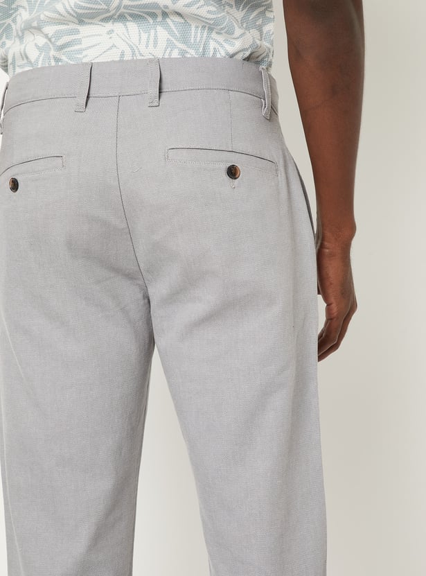 Men Solid Slim Fit Trousers