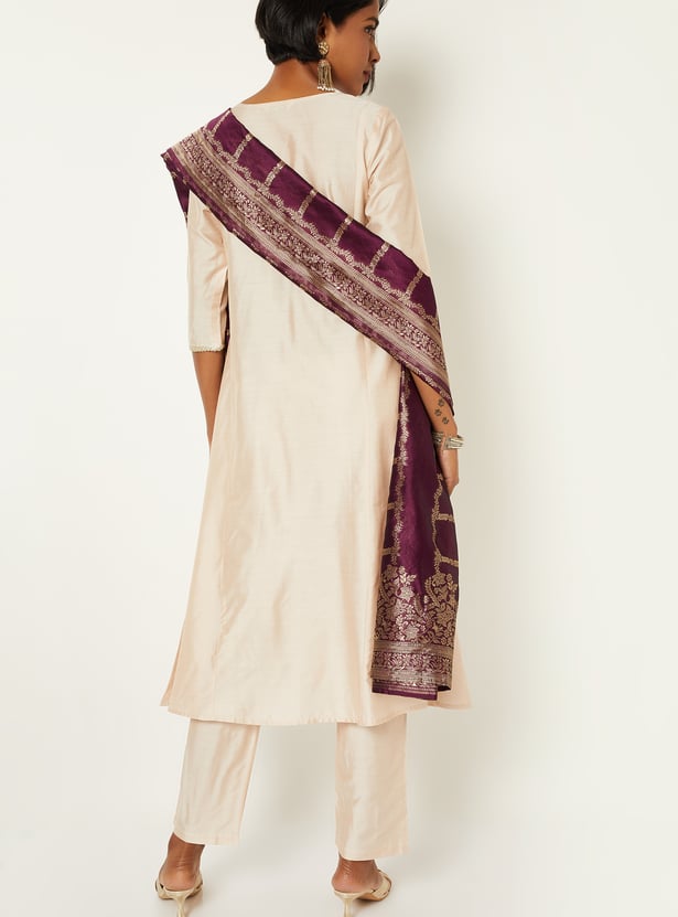 Women Embroidered A-line Kurta Set with Dupatta