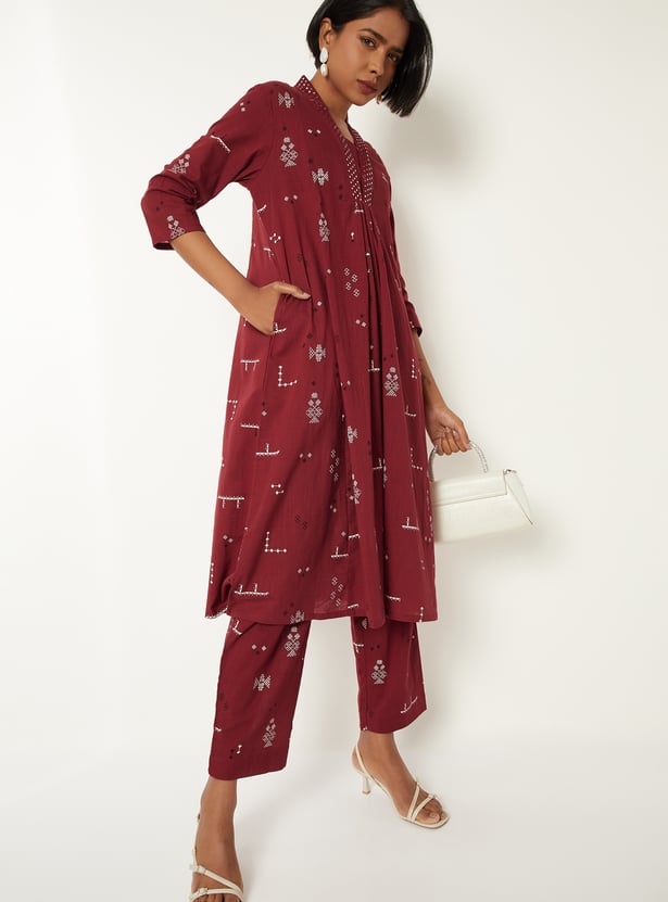 Women Printed Kalidar Kurta Set