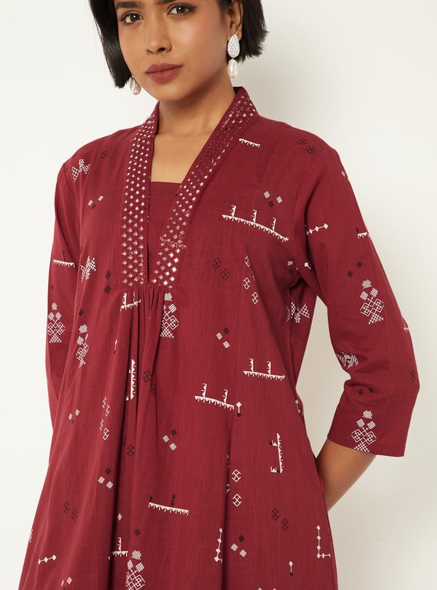 Women Printed Kalidar Kurta Set