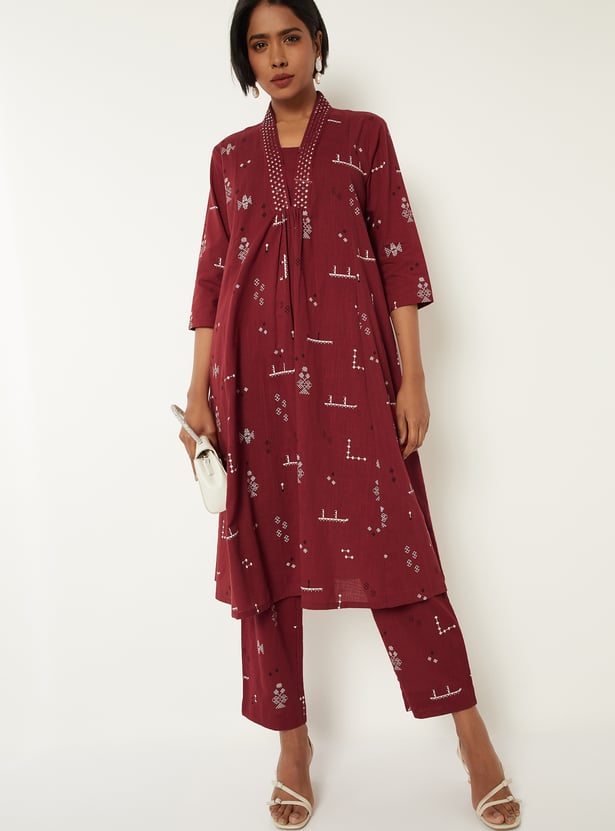 Women Printed Kalidar Kurta Set