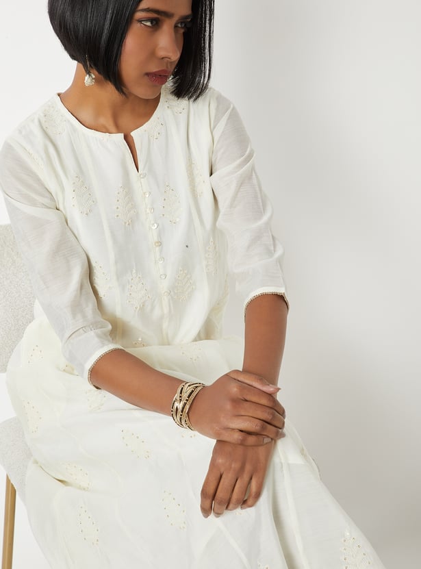 Women Embroidered A-line Kurta Set