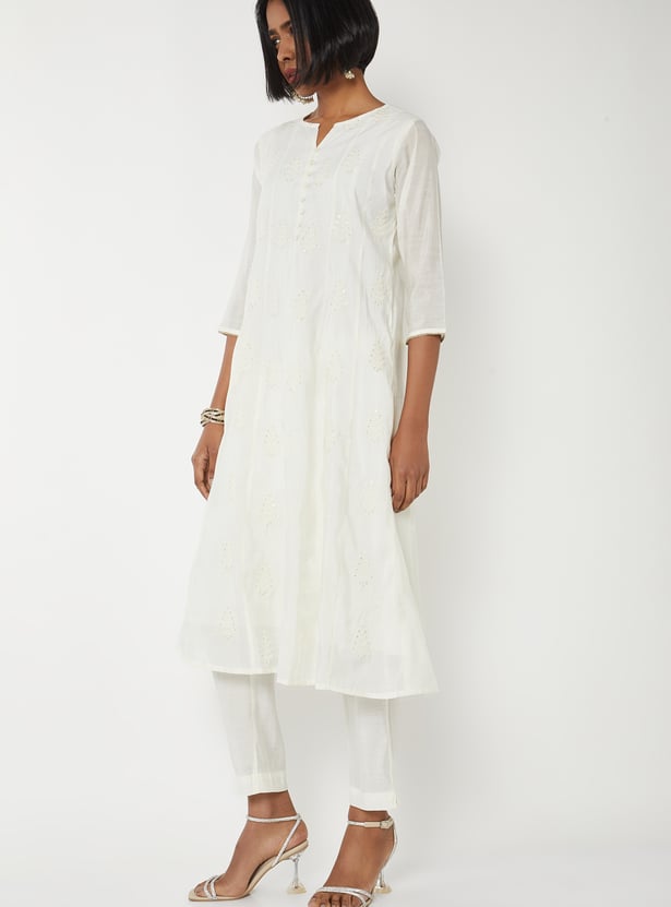 Women Embroidered A-line Kurta Set