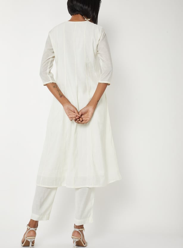 Women Embroidered A-line Kurta Set