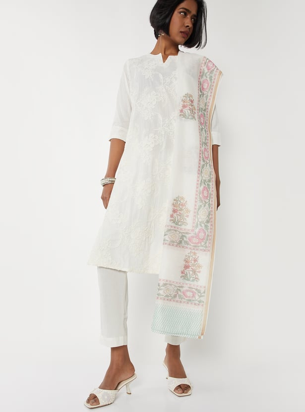 Women Embroidered Straight Kurta Set