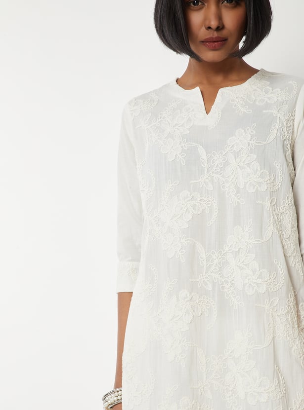 Women Embroidered Straight Kurta Set