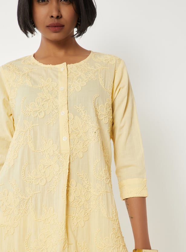 Women Embroidered Straight Kurta Set