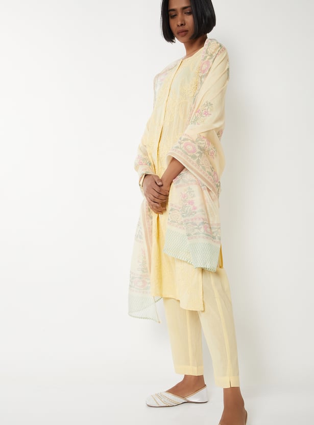 Women Embroidered Straight Kurta Set