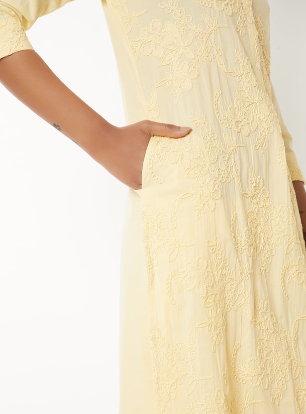 Women Embroidered Straight Kurta Set