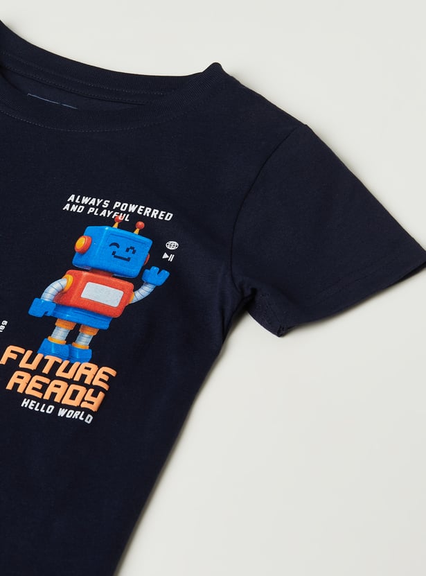 Boys Robot Print T-shirt