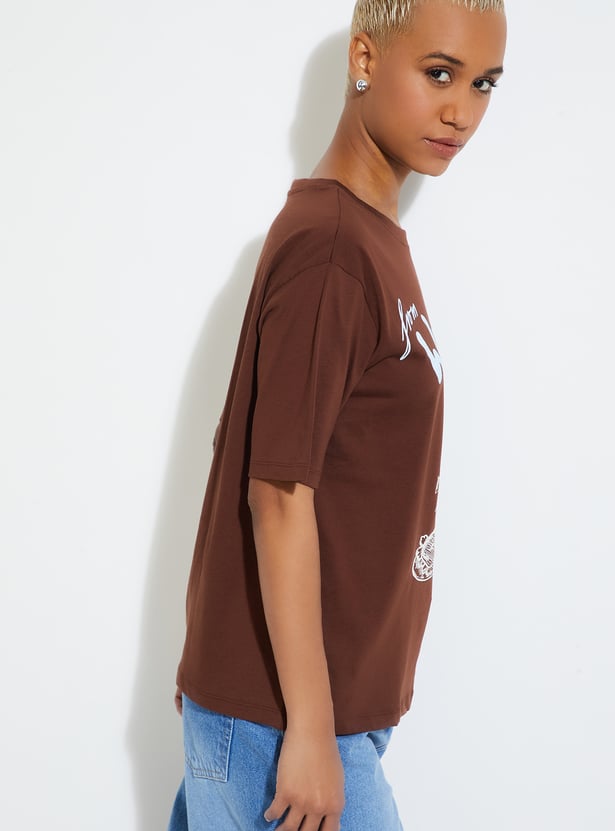 ALAYA F X URB_N Women Printed Relaxed Fit T-shirt