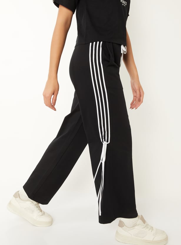 Women Striped Wide Leg Track Pants