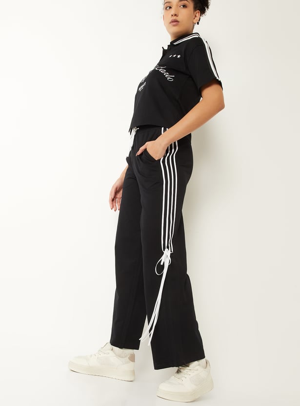 Women Striped Wide Leg Track Pants