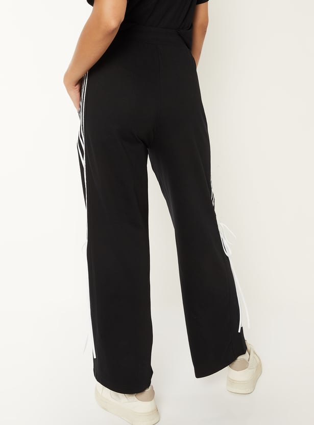 Women Striped Wide Leg Track Pants